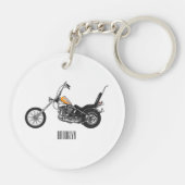 Motorfiets 1950 cartoon, afbeelding sleutelhanger (Achterkant)