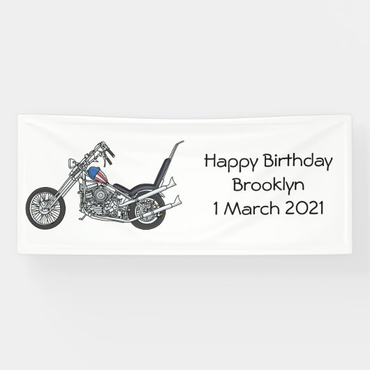 Motorfiets 1950 cartoon, afbeelding spandoek (Horizontaal)
