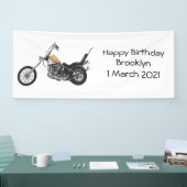 Motorfiets 1950 cartoon, afbeelding spandoek (Beurs)