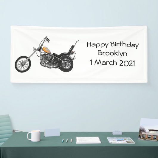 Motorfiets 1950 cartoon, afbeelding spandoek (Beurs)