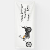 Motorfiets 1950 cartoon, afbeelding spandoek (Verticaal)