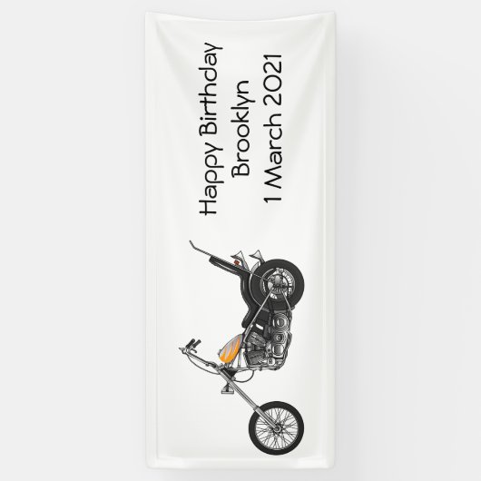 Motorfiets 1950 cartoon, afbeelding spandoek (Verticaal)
