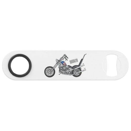 Motorfiets 1950 cartoon, afbeelding speed flessenopener (Voorkant (Horizontaal))