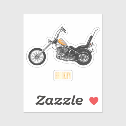 Motorfiets 1950 cartoon, afbeelding sticker (Vel)