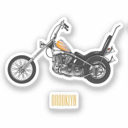 Motorfiets 1950 cartoon, afbeelding sticker (Voorkant)