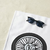 Motorfiets 1950 cartoon, afbeelding strandlaken (In situ)