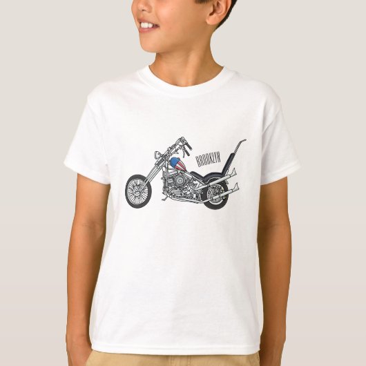 Motorfiets 1950 cartoon, afbeelding t-shirt (Voorkant)