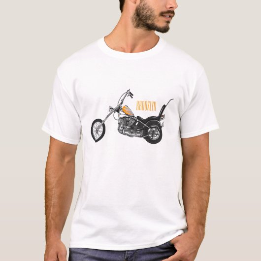 Motorfiets 1950 cartoon, afbeelding t-shirt (Voorkant)