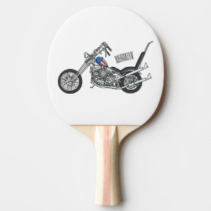 Motorfiets 1950 cartoon, afbeelding tafeltennisbatje