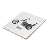 Motorfiets 1950 cartoon, afbeelding tegeltje (Zijkant)