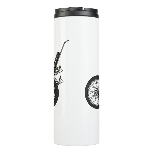 Motorfiets 1950 cartoon, afbeelding thermosbeker (Achterkant)