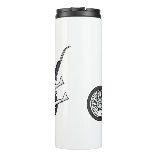 Motorfiets 1950 cartoon, afbeelding thermosbeker (Achterkant)