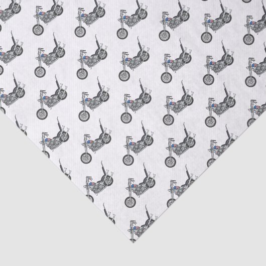 Motorfiets 1950 cartoon, afbeelding tissuepapier (Detail)