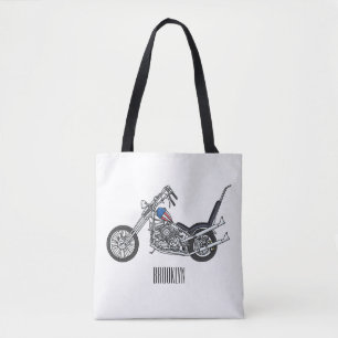 Motorfiets 1950 cartoon, afbeelding tote bag