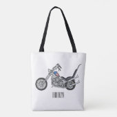 Motorfiets 1950 cartoon, afbeelding tote bag (Achterkant)