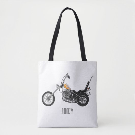 Motorfiets 1950 cartoon, afbeelding tote bag (Voorkant)