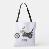 Motorfiets 1950 cartoon, afbeelding tote bag (Achterkant)