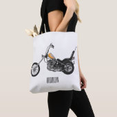 Motorfiets 1950 cartoon, afbeelding tote bag (Dichtbij)
