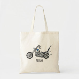 Motorfiets 1950 cartoon, afbeelding tote bag