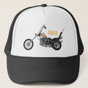 Motorfiets 1950 cartoon, afbeelding trucker pet