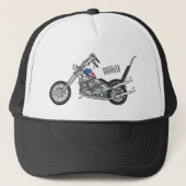 Motorfiets 1950 cartoon, afbeelding trucker pet (Voorkant)
