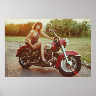 Motorfiets 1980 Pinup Girl Poster