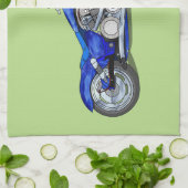 Motorfiets 1 - blauw theedoek (Gevouwen)