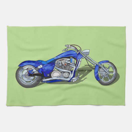 Motorfiets 1 - blauw theedoek (Horizontaal)