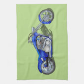 Motorfiets 1 - blauw theedoek (Verticaal)