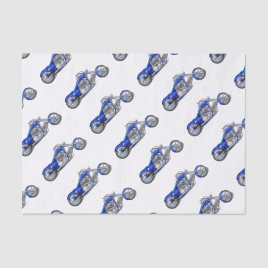 Motorfiets 1 - blauw tissuepapier (Voorkant)