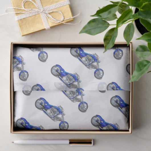 Motorfiets 1 - blauw tissuepapier (Geschenk)