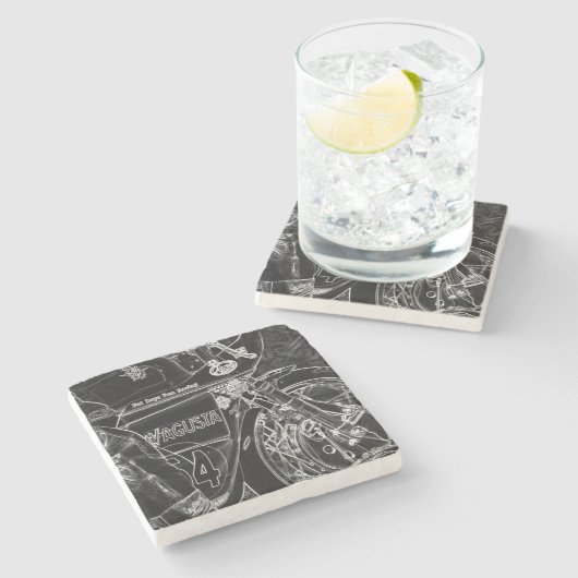 Motorfiets 1 coastercna stenen onderzetter (Zijkant)