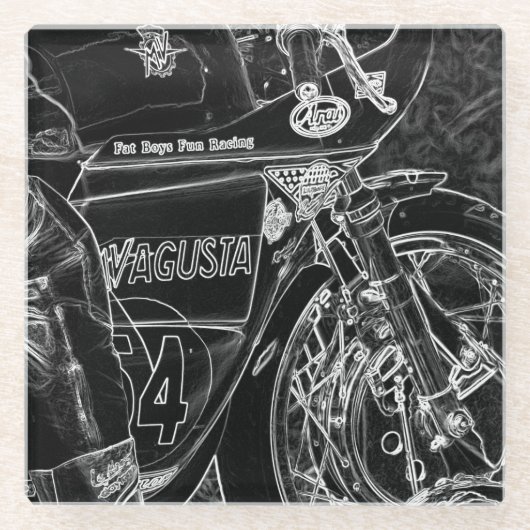 Motorfiets 1 coastercnm glazen onderzetter (Voorkant)