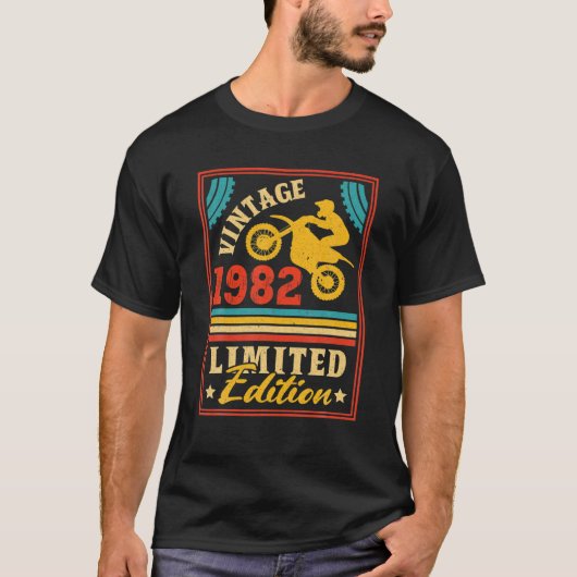 Motorfiets 40th Birthday Mannen 1982 Biker Mo T-shirt (Voorkant)