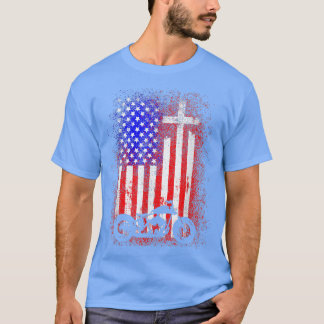 Motorfiets 4 juli Amerikaanse vlag Christelijke Fa T-shirt