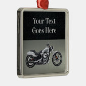 Motorfiets aangepast kerstbericht zwart, zilver metalen ornament (Rechts)