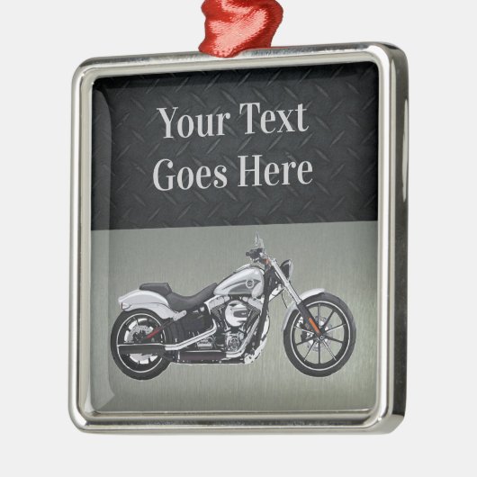Motorfiets aangepast kerstbericht zwart, zilver metalen ornament (Links)