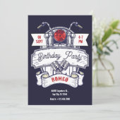 Motorfiets aangepaste garage iconische verjaardag kaart (Staand voorkant)