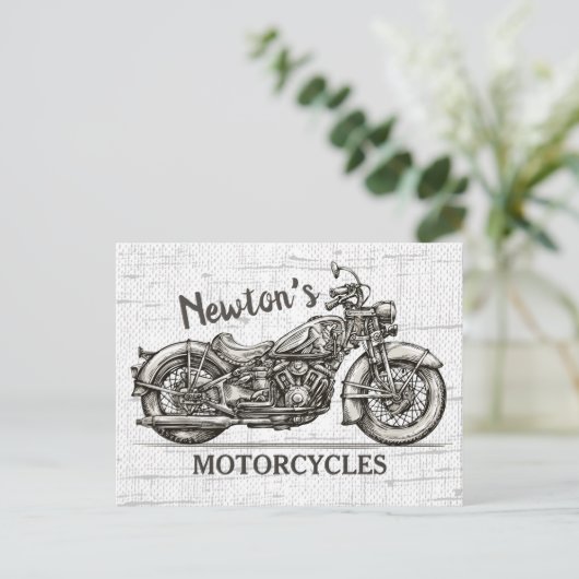 motorfiets - Aangepaste NAAM - Biker Garage Briefkaart (Staand voorkant)
