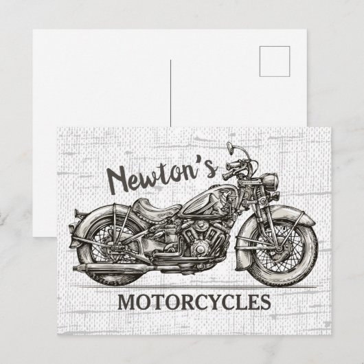  motorfiets - Aangepaste NAAM - Biker Garage Briefkaart (Voorkant / Achterkant)
