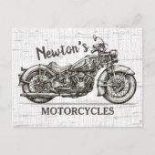 motorfiets - Aangepaste NAAM - Biker Garage Briefkaart (Voorkant)