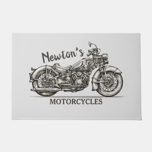  motorfiets - Aangepaste NAAM - Biker Garage Deurmat (Voorkant)