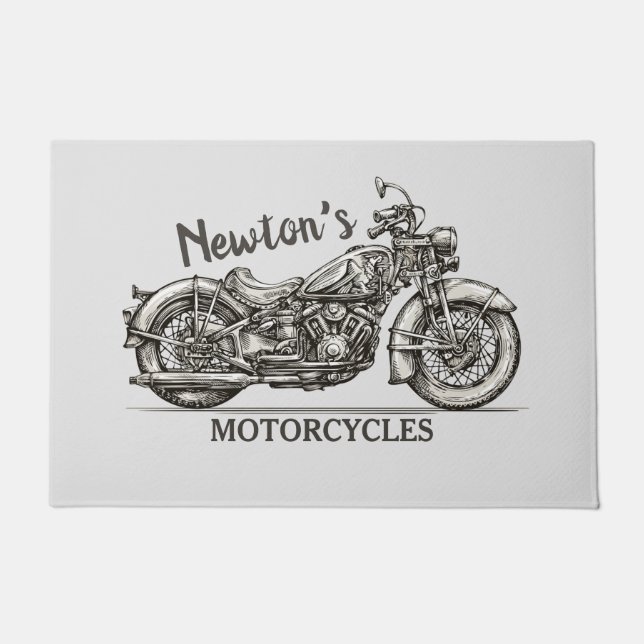  motorfiets - Aangepaste NAAM - Biker Garage Deurmat (Voorkant)