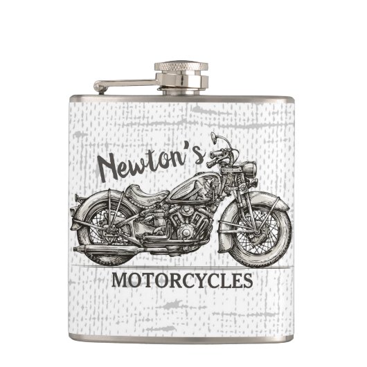 motorfiets - Aangepaste NAAM - Biker Garage Heupfles (Voorkant)