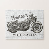  motorfiets - Aangepaste NAAM - Biker Garage Legpuzzel (Horizontaal)
