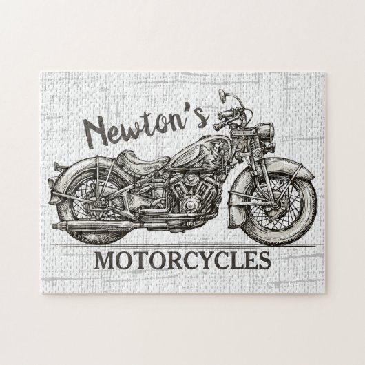  motorfiets - Aangepaste NAAM - Biker Garage Legpuzzel (Horizontaal)