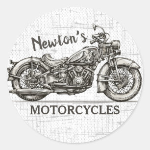  motorfiets - Aangepaste NAAM - Biker Garage Ronde Sticker
