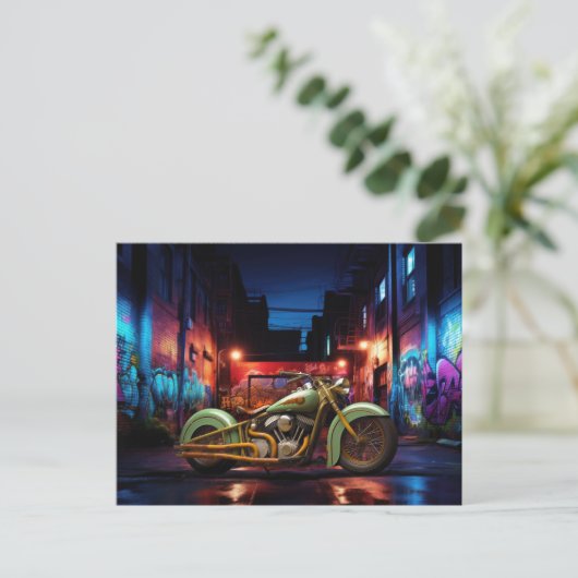  Motorfiets Alley Graffiti Briefkaarten (Staand voorkant)