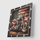 Motorfiets Amerikaanse vlag patriottisch Vierkante Klok (Hoek)
