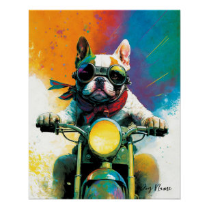 Motorfiets - Anime French Bulldog 001 Perfect Poster